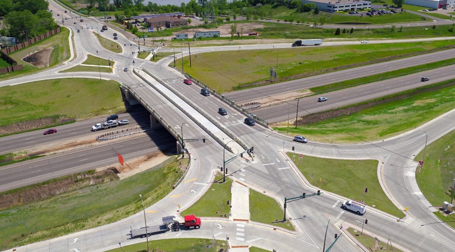 Highway 96 and 35W Diverging Diamond